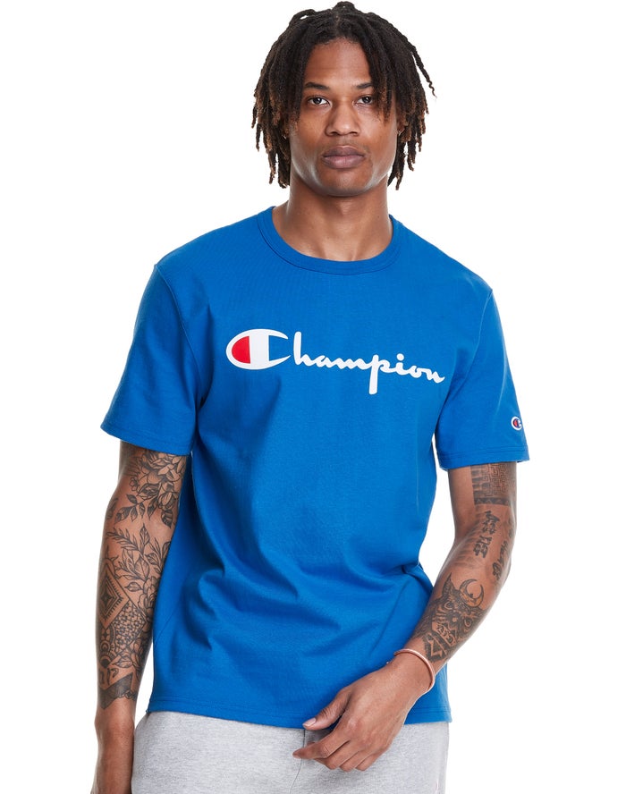 Champion Heritage Vintage Logo - Miesten Sininen T-Paita - Suomi 6280145-SM